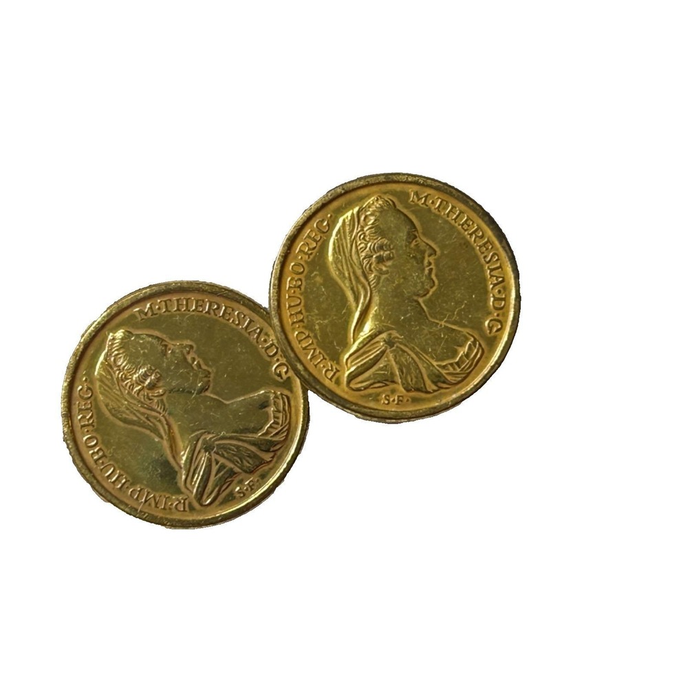Vintage  Miriam Haskell Vintage COIN Clip On Earrings Gold Tone Signed‎